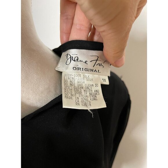Diane Freis Original Womens Dress Black Size 1X Vintage 80s Silk Beaded Sequin - Picture 10 of 14